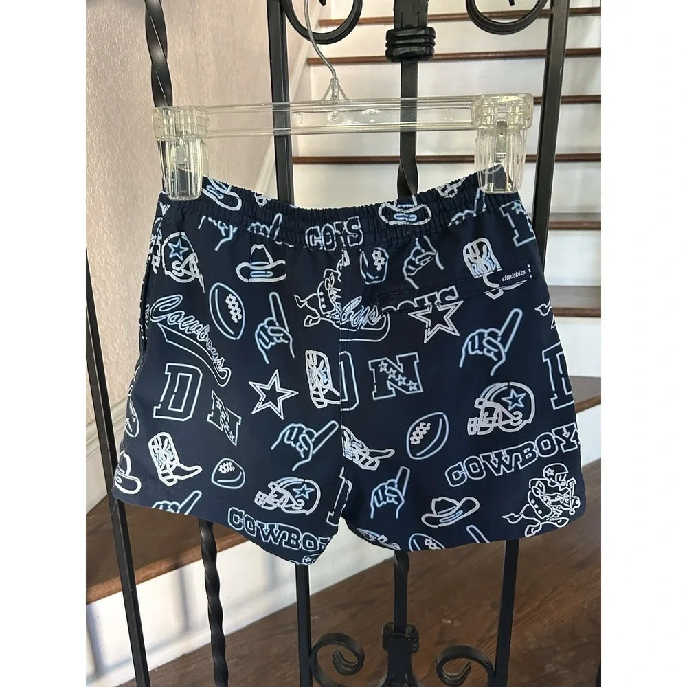 Y Boy's Medium 10-12 Chubbies Dallas Cowboys Swim Trunks Swimsuit  Neon Cowboys